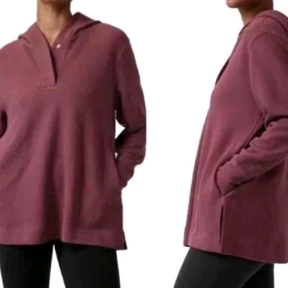 EUC Athleta Coastal Luxe Waffle Hoodie Mauve Pink Size L